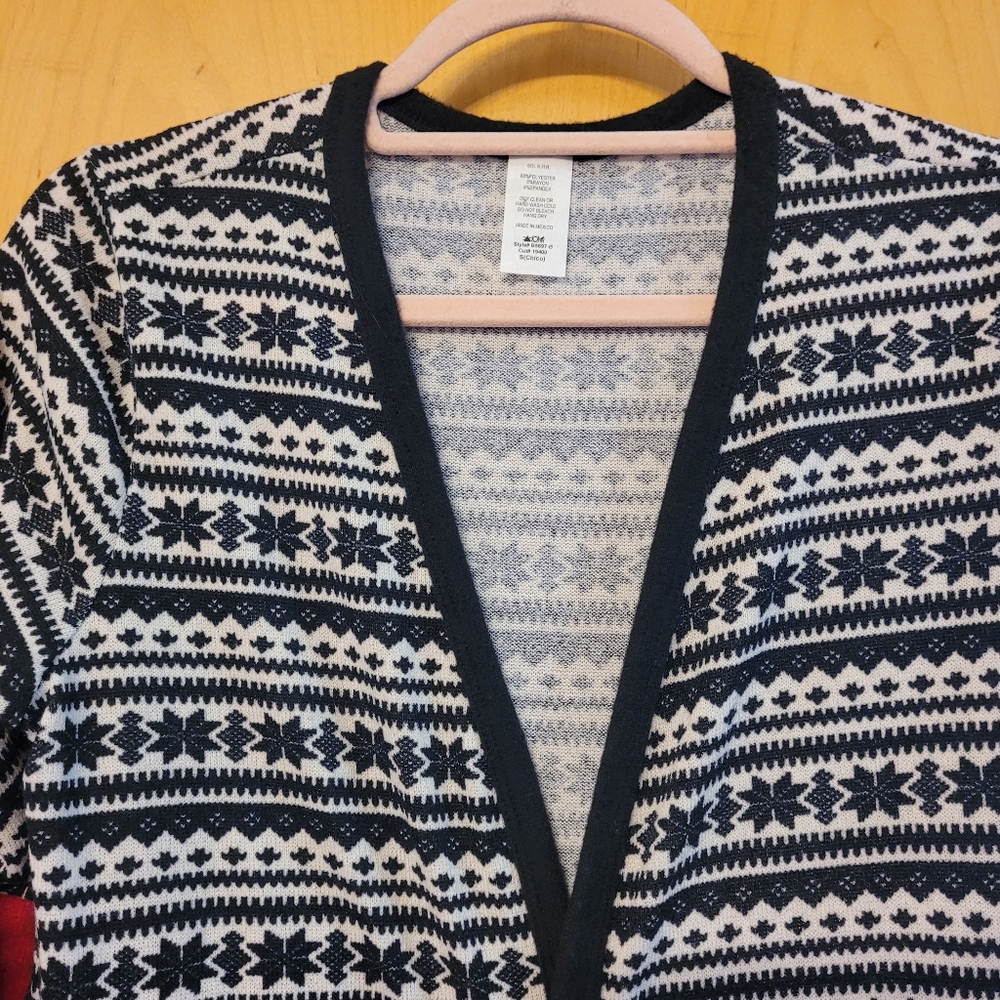 Nordic Fair Isle Open Front Sweater Cardigan - Picture 13 of 13